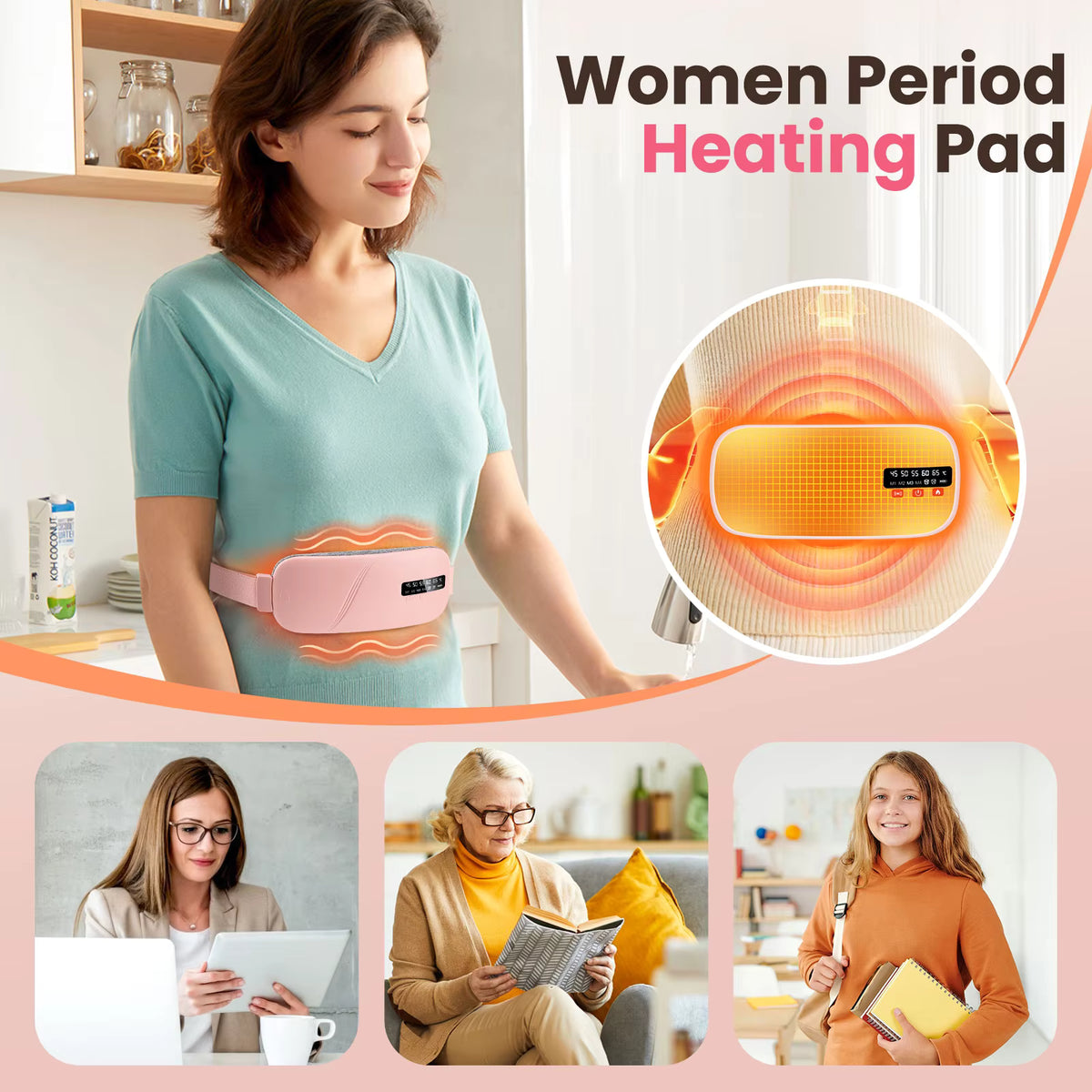 Portable Menstrual Heating Pad with Vibrating Massager