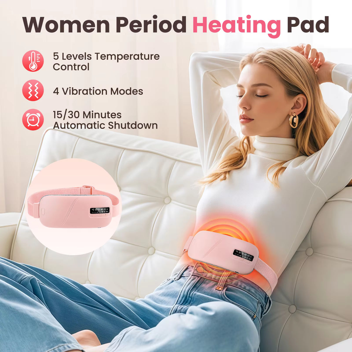 Portable Menstrual Heating Pad with Vibrating Massager